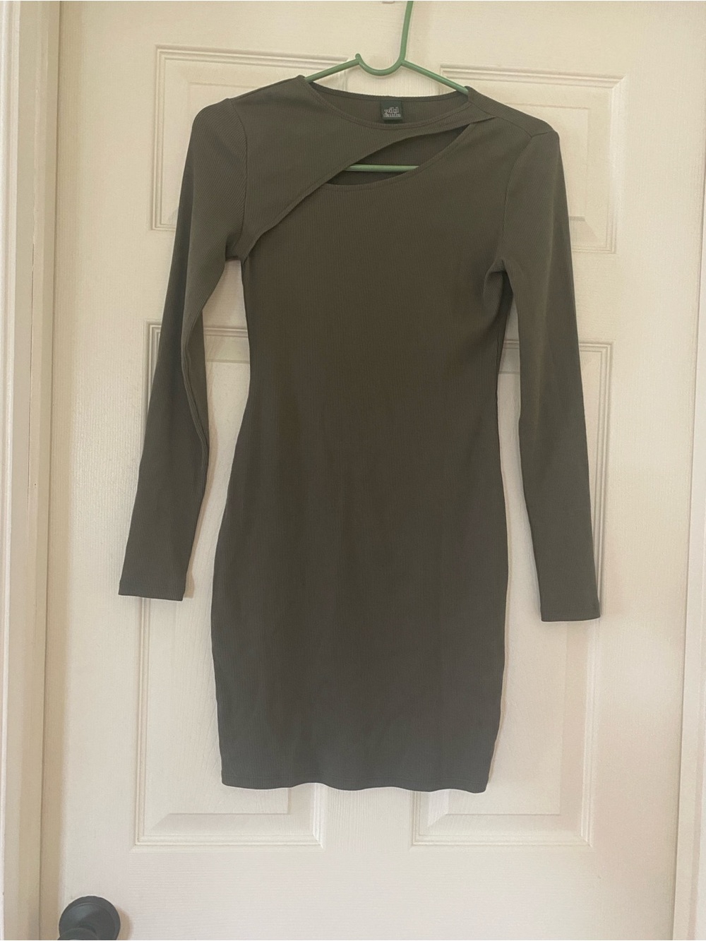 wild fable Olive Long-Sleeve Cutout Bodycon Dress